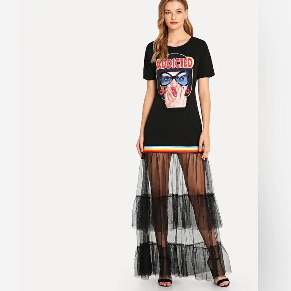 Black Graphic Maxi Dress - Picture 4 of 5